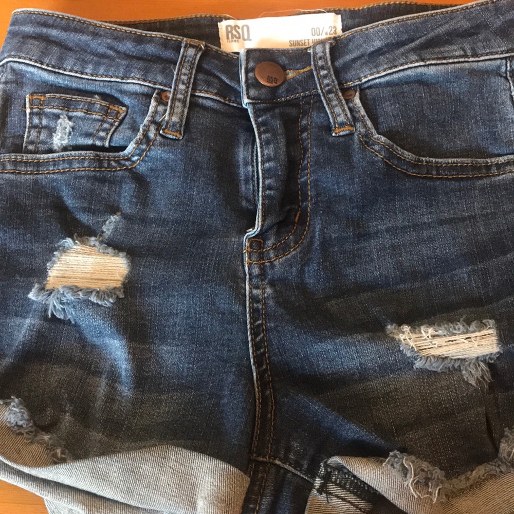 High rise RSQ ripped denim shorts